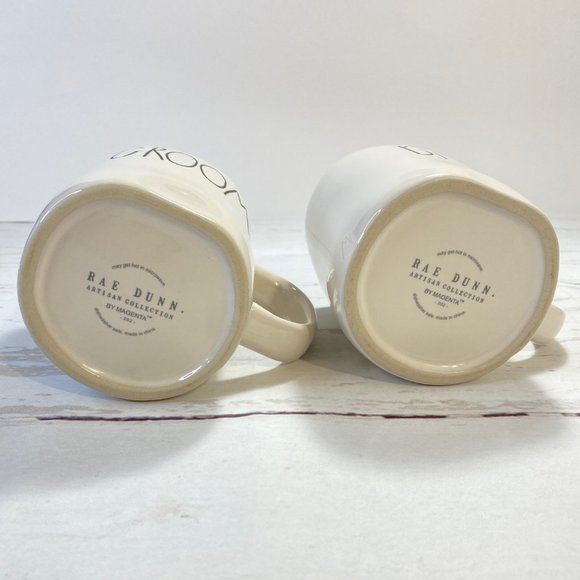Rae Dunn Groom and Bride Coffee Mugs Artisan Collection Set of 2 - Picture 8 of 12